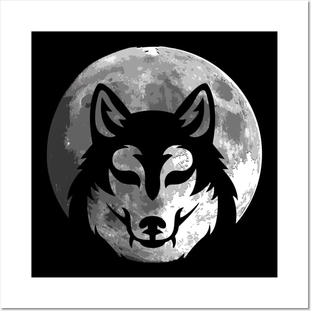 Wolf Silhouette on the moon gift for women and men Wall Art by star trek fanart and more